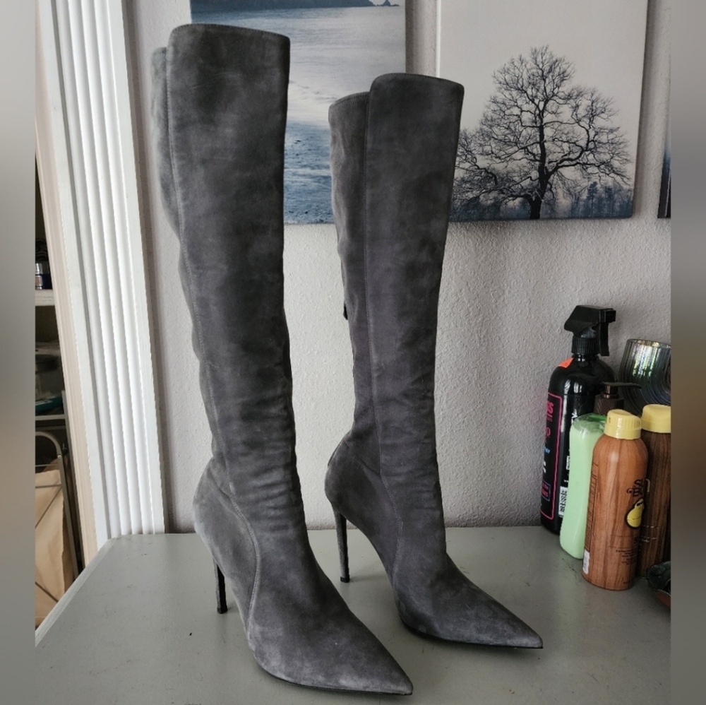 Prada Gray Suede Boots
